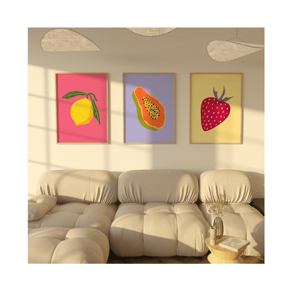 Kovaa Colorful Fruit Kitchen Art Prints, Set 3 Unframed Paper Print 20x30