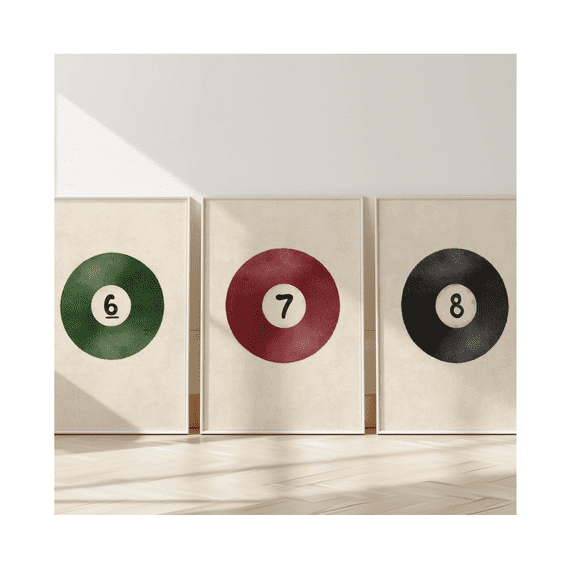 Kovaa Pool Ball Poster Set Retro Game Room Dorm Wall Art Set 3 Unframed Paper Print 20x30