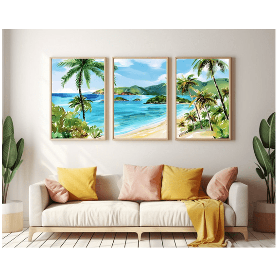 Kovaa St John Virgin Islands Tropical Beach Coastal Nature Poster Set 3 Unframed Paper Print 20x30
