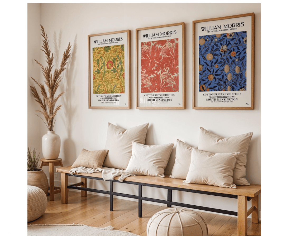Kovaa William Morris Botanical Poster, V&A Floral Gallery Art Set 3 ...