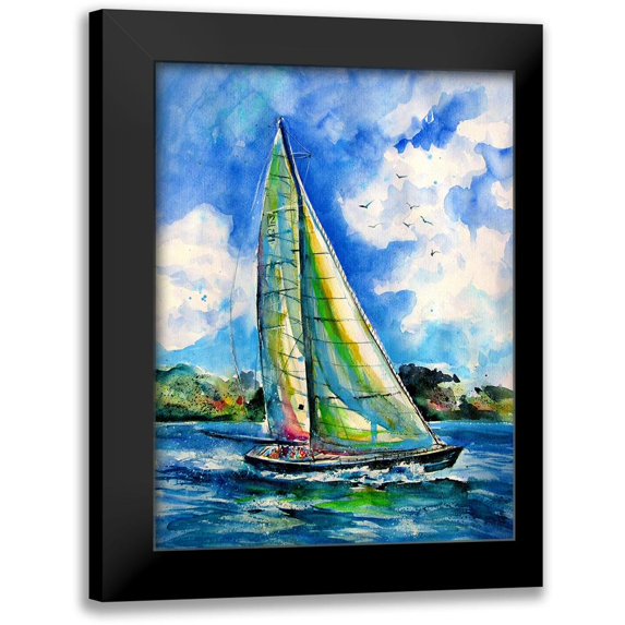 Kovacs, Anna Brigite 12x14 Black Modern Framed Museum Art Print Titled - Summer and Freedom - Sailboat