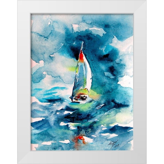 Kovacs, Anna Brigite 12x14 White Modern Wood Framed Museum Art Print Titled - Sail Boat