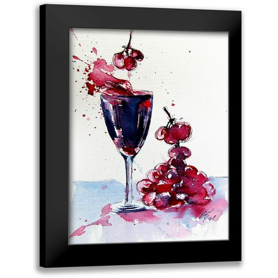 Kovacs, Anna Brigite 15x18 Black Modern Framed Museum Art Print Titled - Wine and Grapes