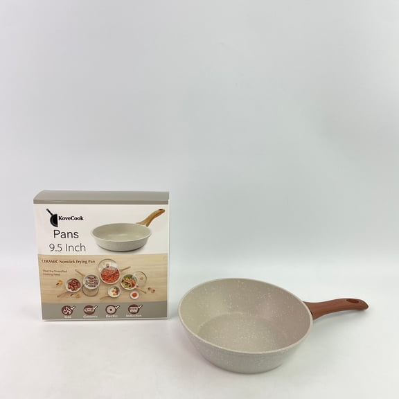 KoveCook Pans,Nonstick Ceramic Frying Pan Skillet, 8-Inch Omelet Pan, Healthy Non Toxic Chef Pan, Induction Compatible Egg Pan with Heat Resistant Handle, PFAS-Free, White