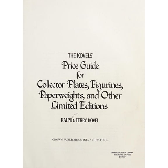 Pre-Owned Kovels Price Guide Coll Plates (Hardcover) 0517535335 9780517535332