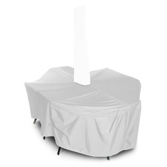 KoverRoos 11351 Weathermax Large Dining Set Cover with umbrella hole, White - 108 L x 82 W x 28 H in.