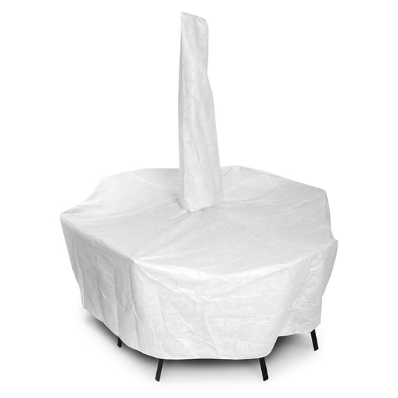 KoverRoos 11351 Weathermax Large Dining Set Cover with umbrella hole, White - 108 L x 82 W x 28 H in.