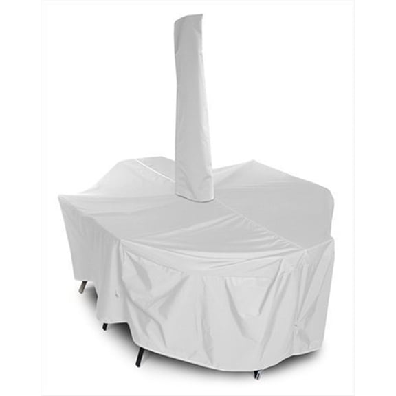 KoverRoos 17251 Weathermax Medium Rectangular Dining Set Cover with umbrella hole, White - 94 L x 64 W x 28 H in.