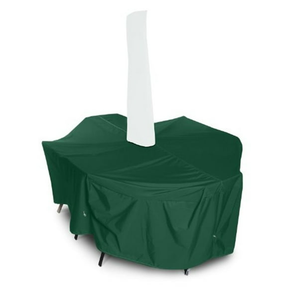 KoverRoos 61351 Weathermax Large Dining Set Cover with umbrella hole, Forest Green - 108 L x 82 W x 28 H in.