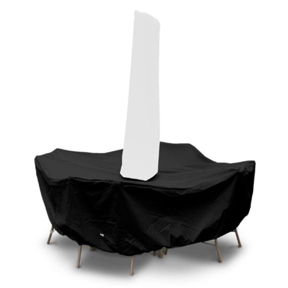 KoverRoos 74244 Weathermax 60 in. Round Table Dining Set Cover with umbrella hole, Black - 78 Dia x 38 H in.