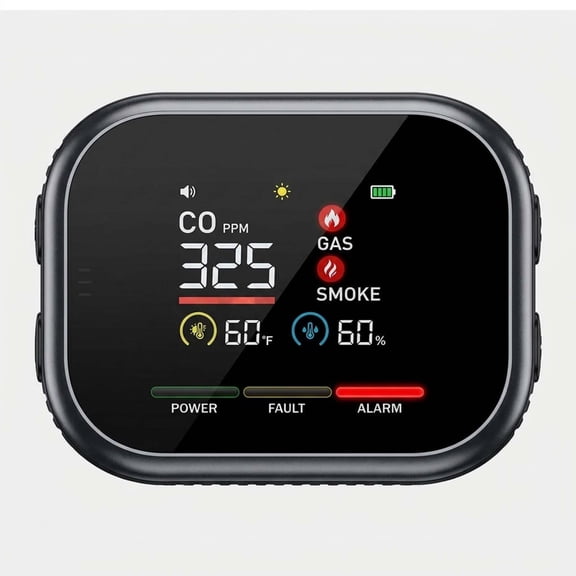 Kovex CO Detector, 6-in-1 Indoor Air Quality Monitor, Digital Home with Gas Readings, Temperature & Humidity Display for Apartment, RV & Daily Use