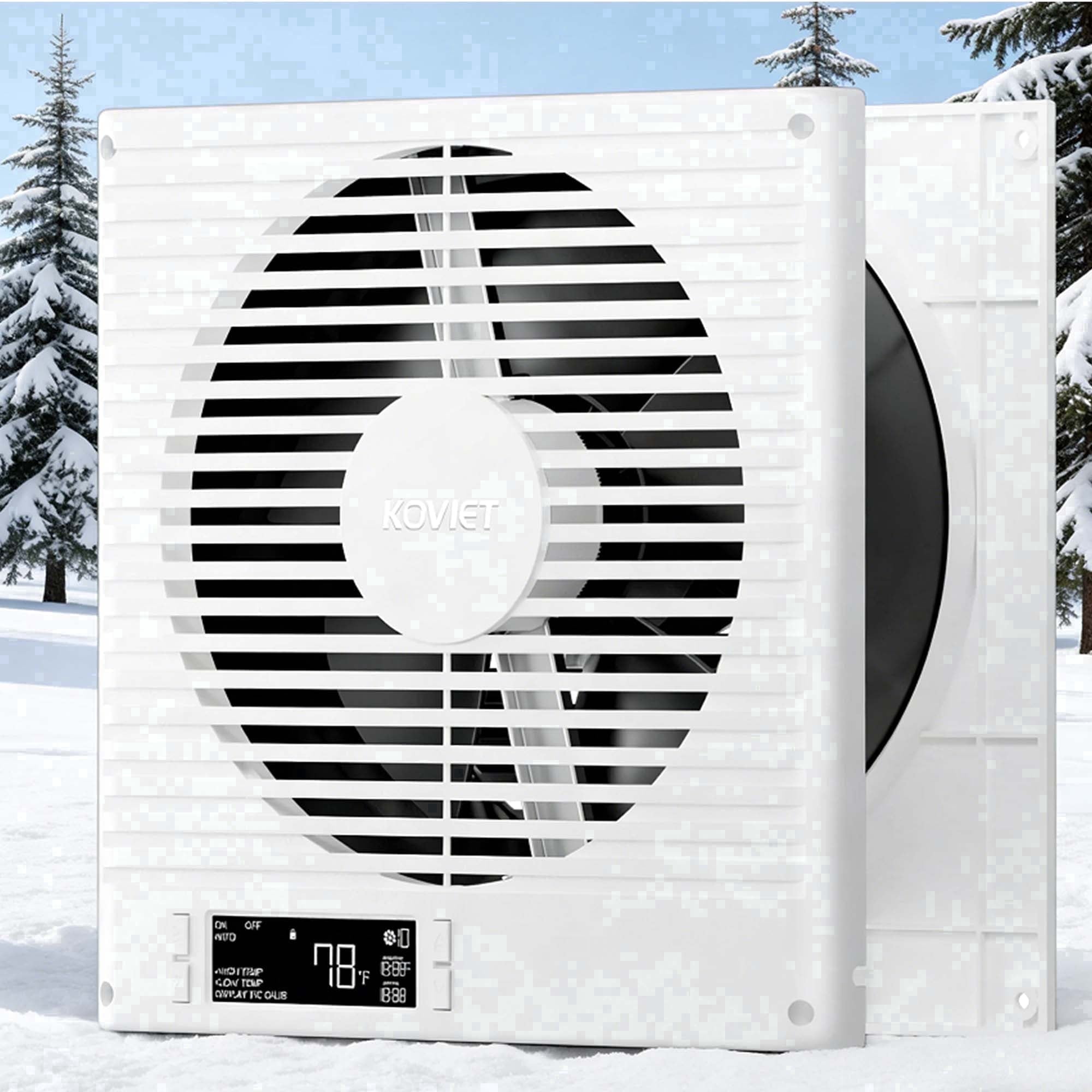 KOVIET 8 inch Room to Room Ventilation Fan with Remote, Quiet Reversible Through the Wall Air Transfer Fan, 10-Speed Smart Exhaust Vent, Temperature Control, ETL Certified for Bedroom, Kitchen, Laund