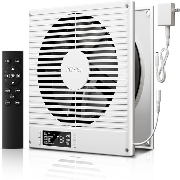 KOVIET 8 inch Room to Room Ventilation Fan with Remote, Reversible Through the Wall Air Transfer Fan, Quiet, for Bedroom Kitchen, White