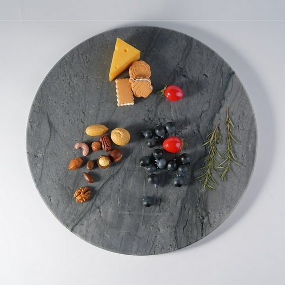 Koville Luxury Marble Granite Cutting Board for Kitchen,Round, 16*16in, Platino Dark