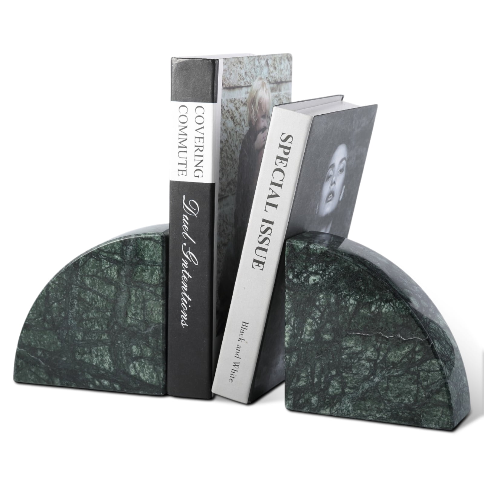 Koville Marble Bookend for Shelves, Non-Skid Bookends for Heavy Books ...