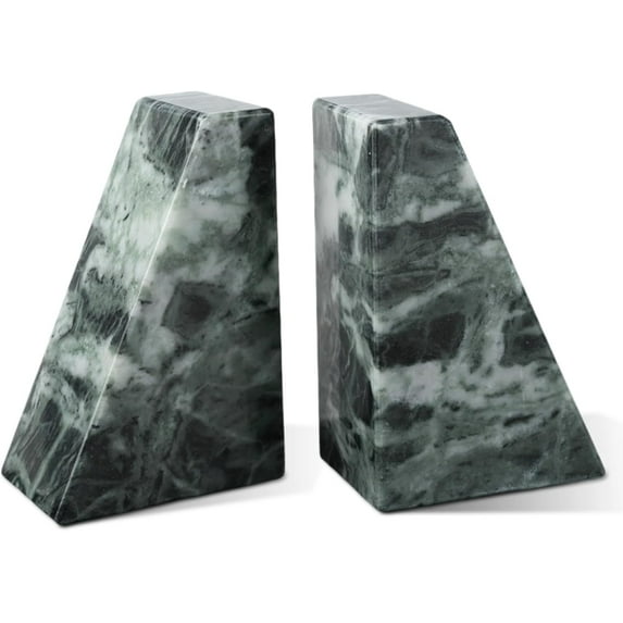 Koville Marble Bookends for Shelves, Large Bookends for Heavy Books, Non-Slip Heavy Duty Book Stopper for CD/Movies, Aesthetic Decorative Book Ends for Bookshelf Table Home Decor