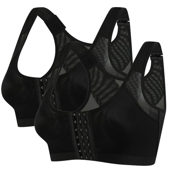 Kovlvoll 2pc Front Closure Bras for Women Plus Size High Support No Steel Ring Seamless Full Coverage Running Sports Bra