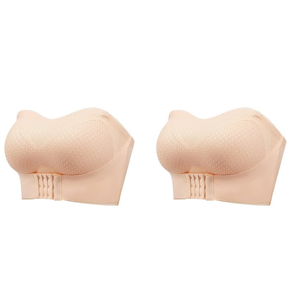 Kovlvoll 2pc Strapless Bras for Women Plus Size Seamless No Underwire Push up Bandeau Bra Wirefree Bralette