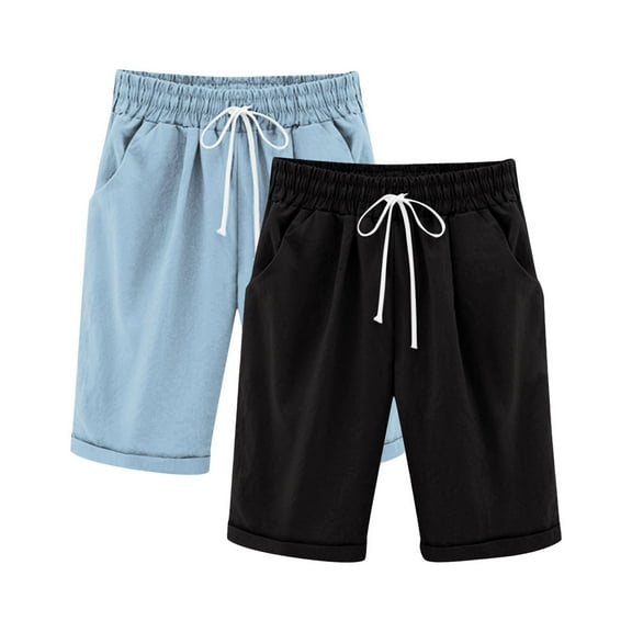 Kovlvoll 2pc Summer Shorts for Baby Boy Girl Elastic Waisted Drawstring Loose Casual Toddler Short Pants with Pockets