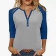 thumbnail image 1 of Kovlvoll 3/4 Sleeve Tops for Women Button V Neck T-Shirt Summer Comfy Loose Casual Fashion Tunic Top Blouses, 1 of 7