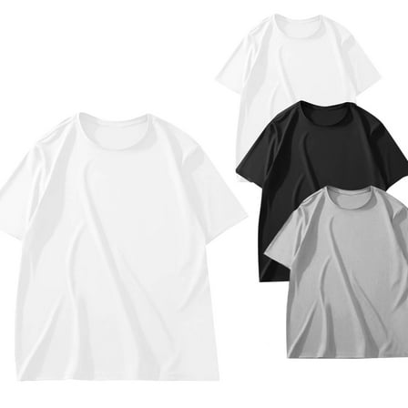 Kovlvoll 3pc Shirts for Men Lightweight Thin Breathable Comfy Short Sleeve Crewneck Solid Color Tees Top