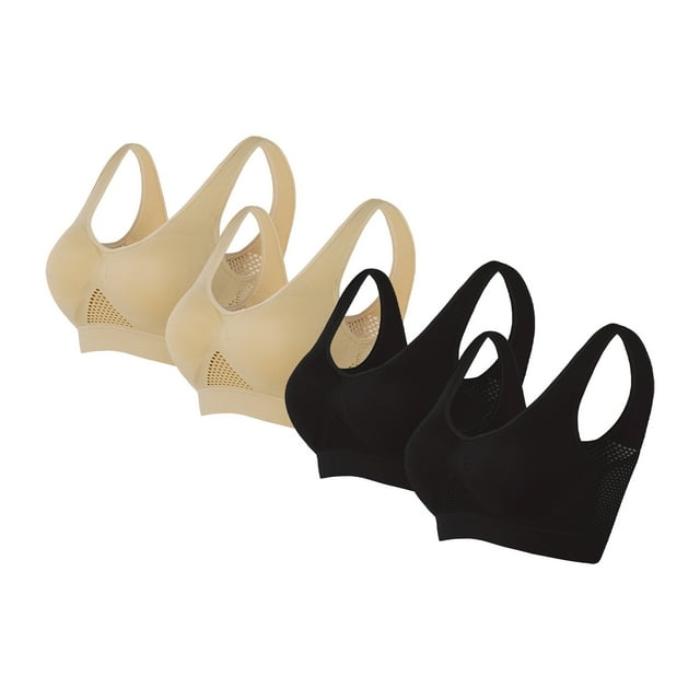 Kovlvoll 4pc Women Sports Bras Plus Size Wirefree Without Steel Ring Full Coverage Push Up Workout Running Yoga Bra