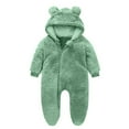 thumbnail image 1 of Kovlvoll Baby Clothes Fuzzy Fleece Rompers Long Sleeve Zipper Hooded Thickened Winter Warm Solid Color Pajamas Jumpsuit, 1 of 3
