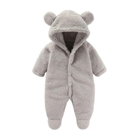 Kovlvoll Baby Clothes Newborn Boy Girl Fuzzy Rompers Long Sleeve Hooded Fleece Thick Winter Newborn Warm Jumpsuit