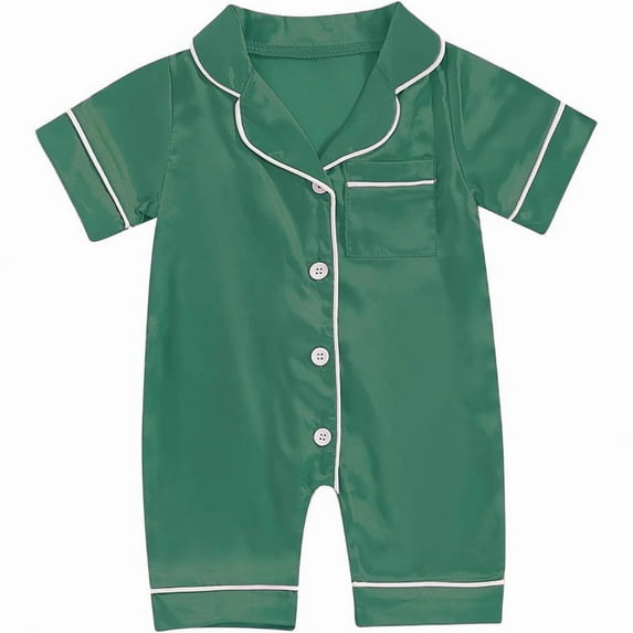 Kovlvoll Baby Girls Boy Clothes Pajamas Rompers Short Sleeve Button Lapel Collared Comfy Home Wear Newborn Jumpsuits
