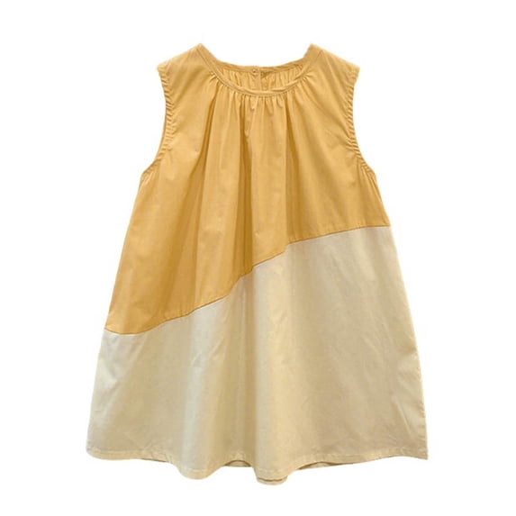 Kovlvoll Baby Girls Dress Summer Clothes Cotton Crew Neck Sleeveless Loose Casual Comfy Breathable Toddler Dresses