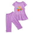 thumbnail image 1 of Kovlvoll Baby Toddler Girls Clothes Outfits Crewneck Short Sleeve Printed Shirt Tops with Capri Pants 2 Piece Set, 1 of 5