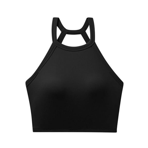 Kovlvoll Built in Bra Tank Tops for Women Sleeveless Summer Comfy Ribbed Solid Color Crop Top Racerback Tanks