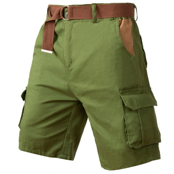 Kovlvoll Cargo Shorts for Men Elastic Waist Zipper Belt Wide Leg Lightweight Casual Summer Work Shorts with Pocket