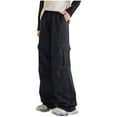 thumbnail image 1 of Kovlvoll Child Boys Clothes Cargo Pants Wide Leg Drawstring Elastic Waist Casual Teen Outdoor Hiking Pant with Pockets, 1 of 6