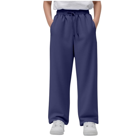 Kovlvoll Child Boys Girl Clothes Wide Leg Sweatpants Drawstring Elastic Waist Fleece Lined Warm Fall Athletic Jogger Pants