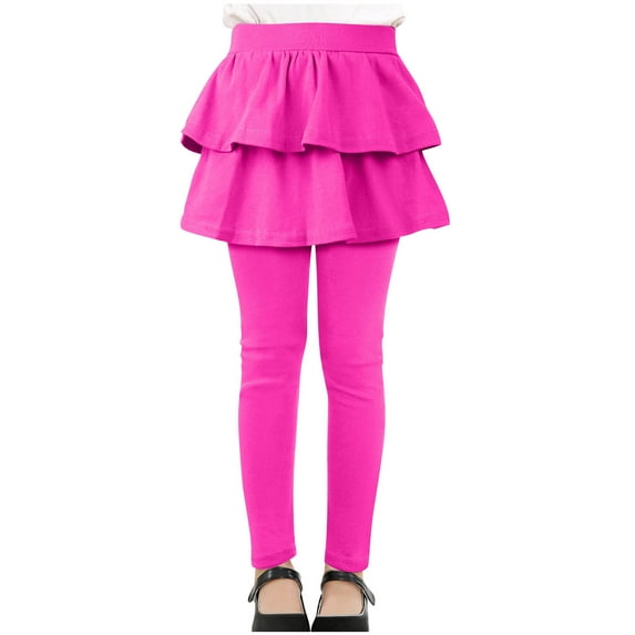 Kovlvoll Children Baby Girls Clothes Leggings Elastic High Waisted Stretch Comfy Toddler 2 in 1 Skirts Pants 3-14 Years