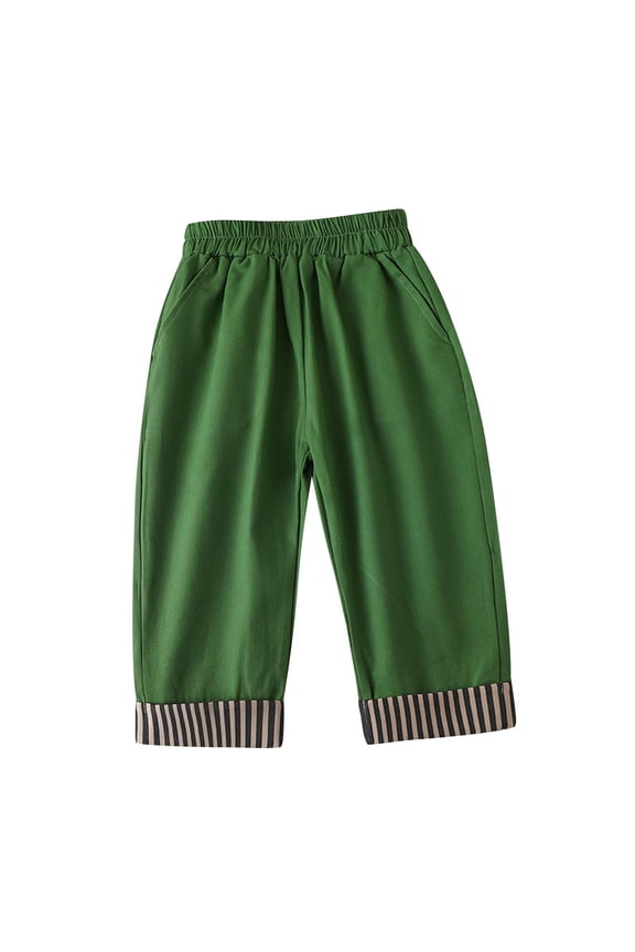 Infant Baby Boys Clothes Cotton Cropped Pants Wide Leg Elastic Waisted Loose Casual Toddler Trousers