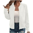 thumbnail image 1 of Kovlvoll Jackets for Women Zip up Long Sleeve Lightweight Casual Crewneck Collar Coat Fall Outerwear Tops, 1 of 6
