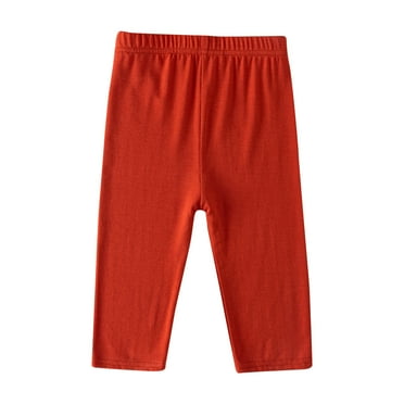 Kovlvoll Kids Girls Cropped Pants Clothes Leggings for Baby Elastic High Waisted Soft Comfy Solid Color Pant
