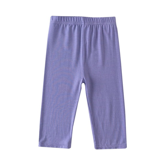Kovlvoll Kids Girls Cropped Pants Clothes Leggings for Baby Elastic High Waisted Soft Comfy Solid Color Pant