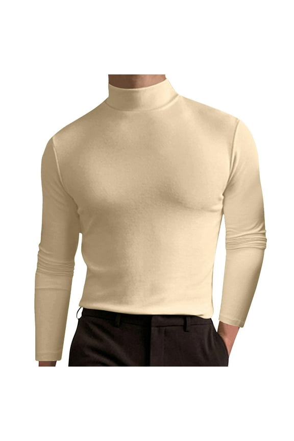 Long Sleeve Shirts for Men High Neck Slim Fitted Undershirts Fleece Lined Warm Comfy Homewear Base Layer Tops