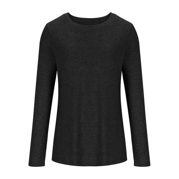 Kovlvoll Long Sleeve Shirts for Women Casual Crew Neck Basic Tee Tops Fall Loose Solid Color Blouses Top
