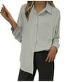 thumbnail image 1 of Kovlvoll Long Sleeve Shirts for Women Lapel Collared Button down Lightweight Casual Comfy Solid Color Tops with Pocket, 1 of 4