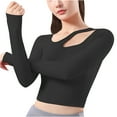 thumbnail image 1 of Kovlvoll Long Sleeve Tops for Women Stretchy Slim Fitting Comfy Running Cropped Sports Yoga Top, 1 of 7