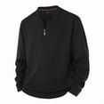 thumbnail image 1 of Kovlvoll Men's Plus Size Sweaters Casual Long Sleeve Quarter Zip Pullover Sweater Fall Winter Fuzzy Fleece Lined Warm Tops, 1 of 3