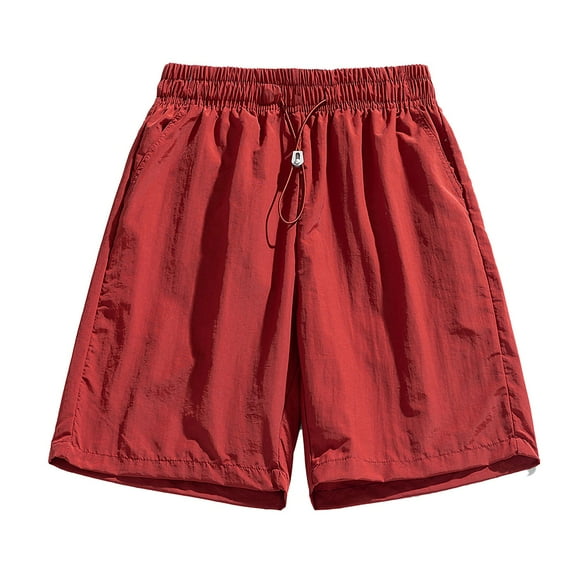 Kovlvoll Men's Shorts Summer Solid Color Elastic Waist Wide Leg Loose Casual Outdoor Sports Beach Shorts with Pockets
