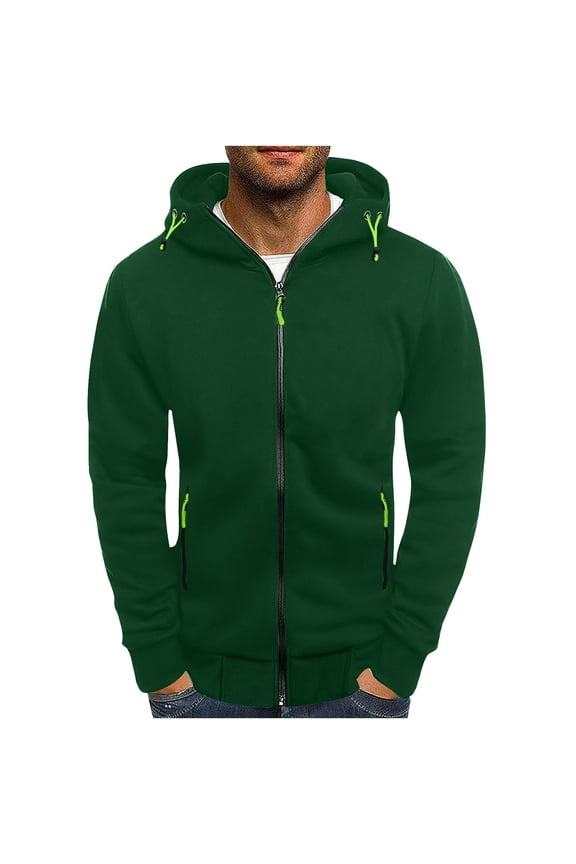 Men's Zip up Hoodies Long Sleeve Sweatshirts Fall Loose Casual Outdoor Workout Jackets Tops with Pockets