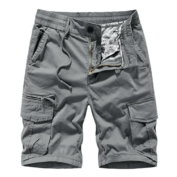 Kovlvoll Mens Cargo Shorts Casual Sports Elastic Waist Wide Leg Solid Color Summer Hiking Shorts Pants with Pockets