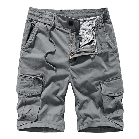Kovlvoll Mens Cargo Shorts Casual Sports Elastic Waist Wide Leg Solid Color Summer Hiking Shorts Pants with Pockets