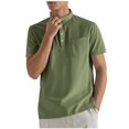 thumbnail image 1 of Kovlvoll Mens Shirts Summer Casual Classic Short Sleeve Button V Neck Solid Color Basic Shirt with Pocket, 1 of 6